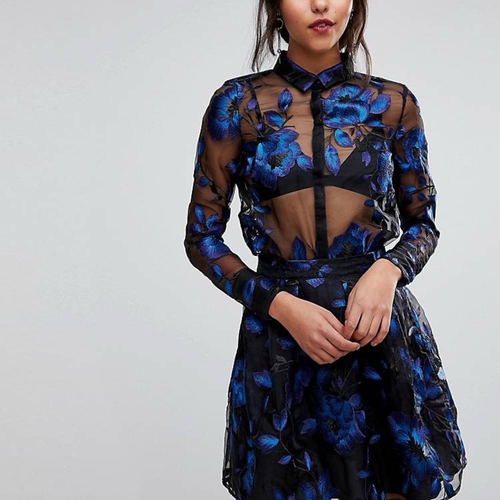 Y.A.S. Floral Embroidered Button Down